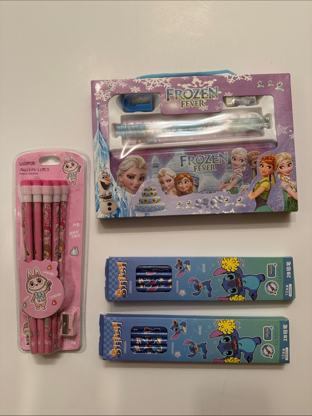 Kids Stitch, Frozen, and Labubu Pencil Kit, New